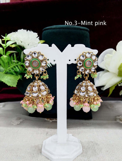 Indian kundan earrings jewellery/kundan jhumka earrings/ bollywood earrings emporio set