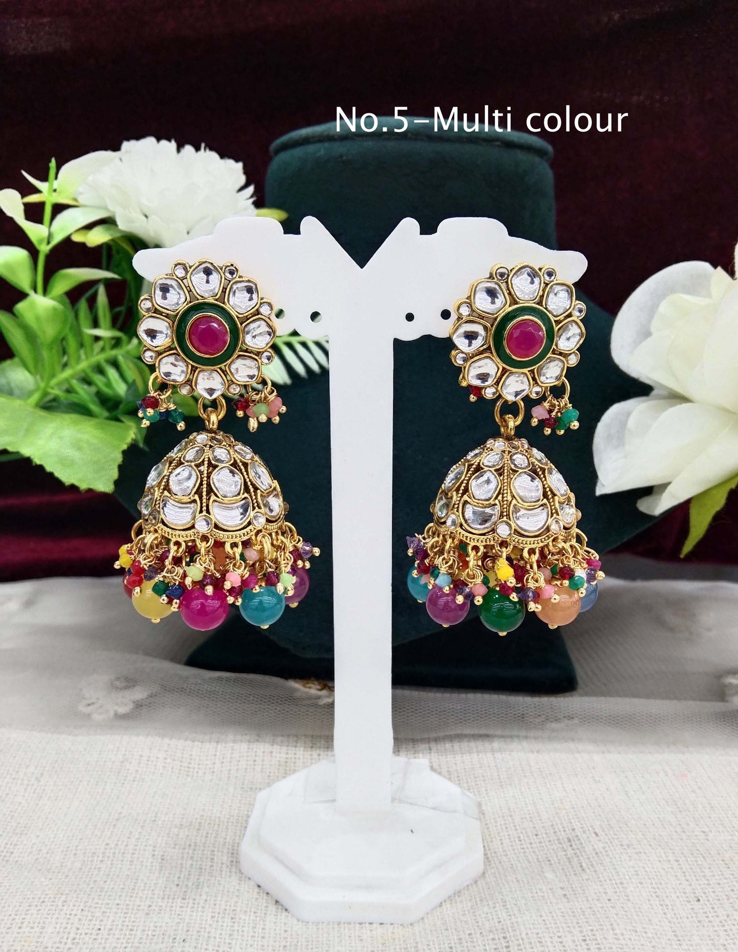 Indian kundan earrings jewellery/kundan jhumka earrings/ bollywood earrings emporio set