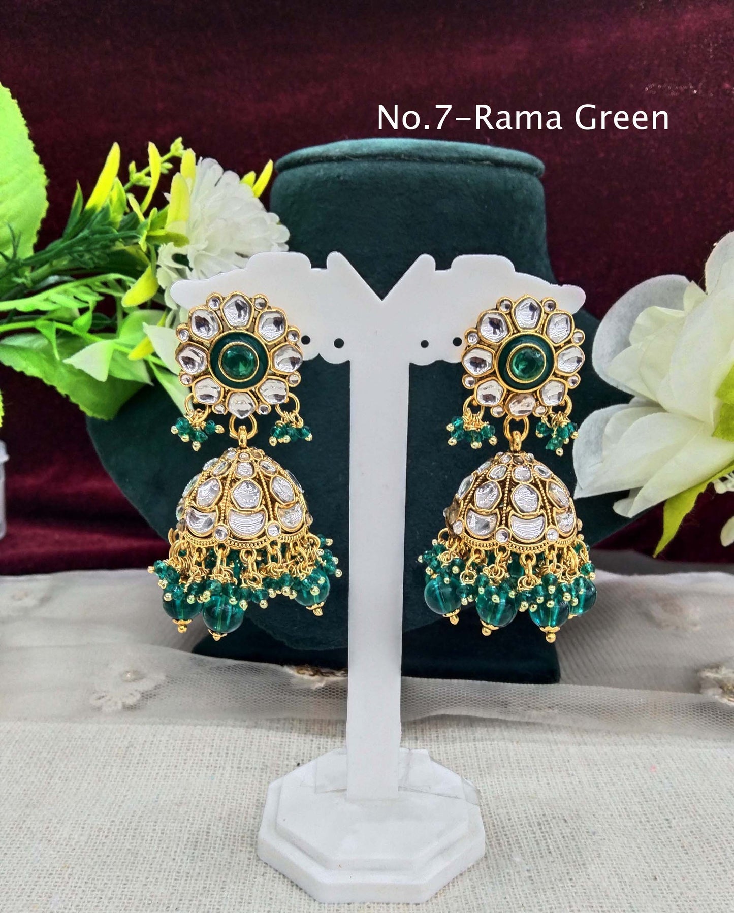 Indian kundan earrings jewellery/kundan jhumka earrings/ bollywood earrings emporio set