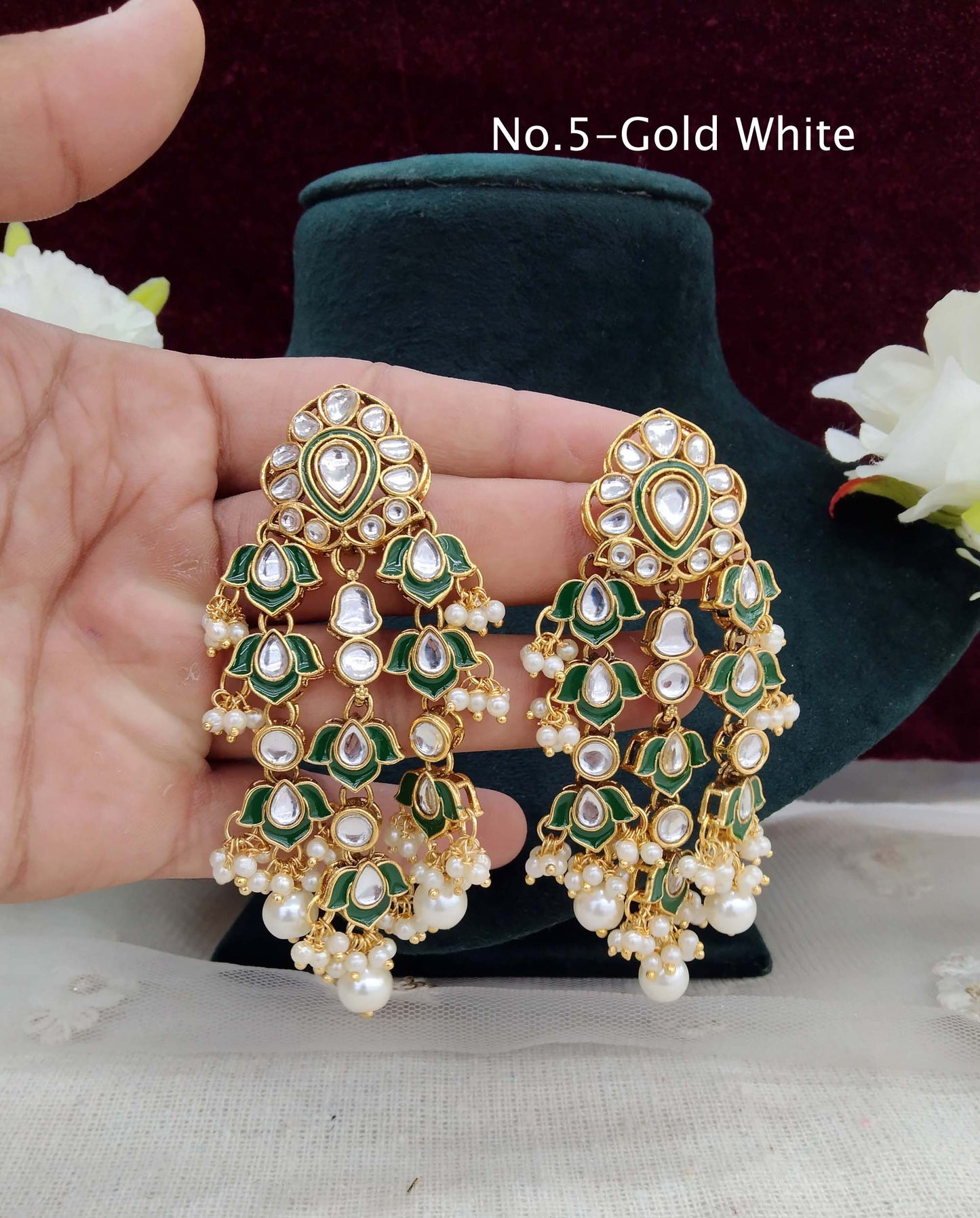 Indian kundan earrings jewellery/kundan layered earrings/ bollywood earrings serve set