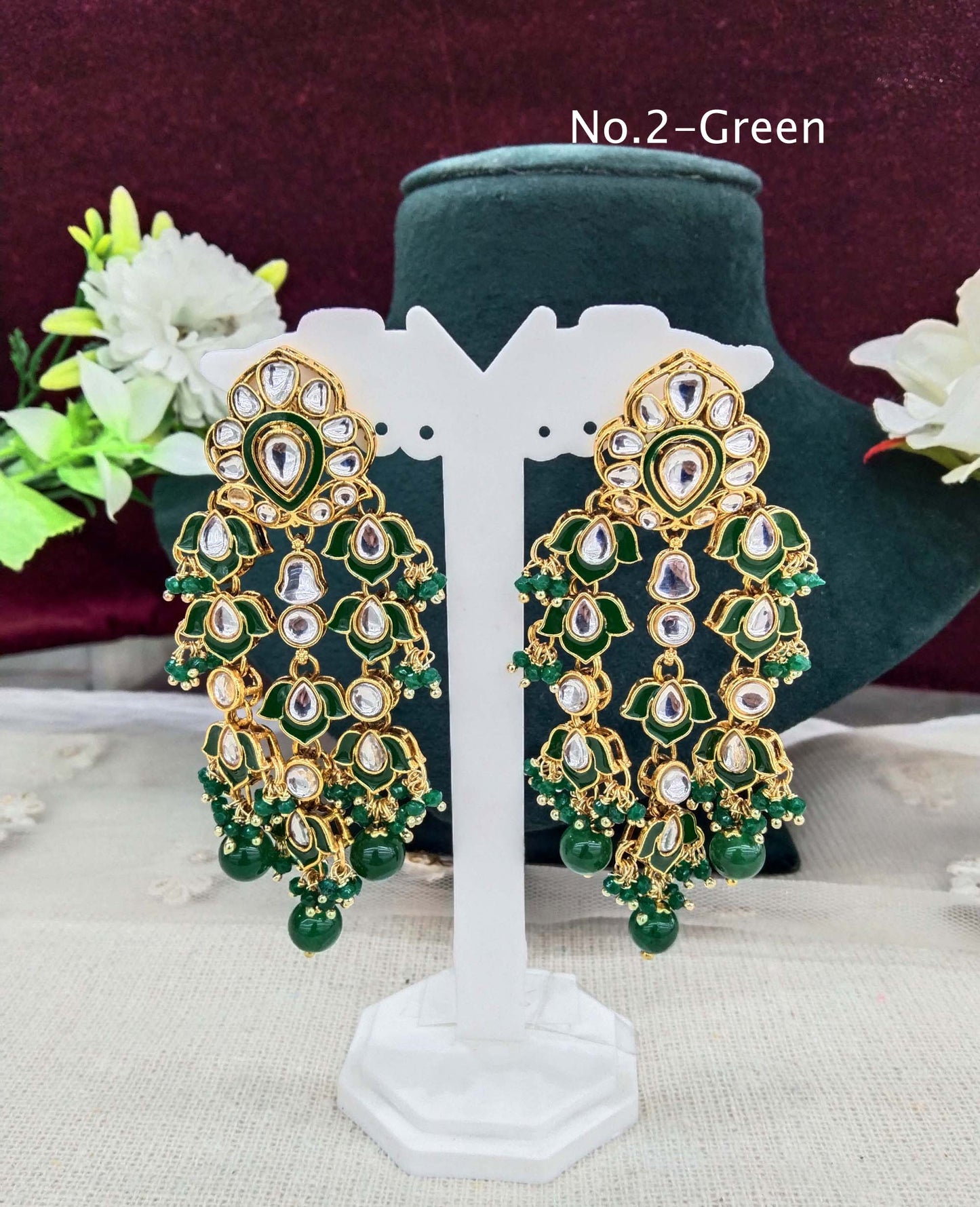 Indian kundan earrings jewellery/kundan layered earrings/ bollywood earrings serve set