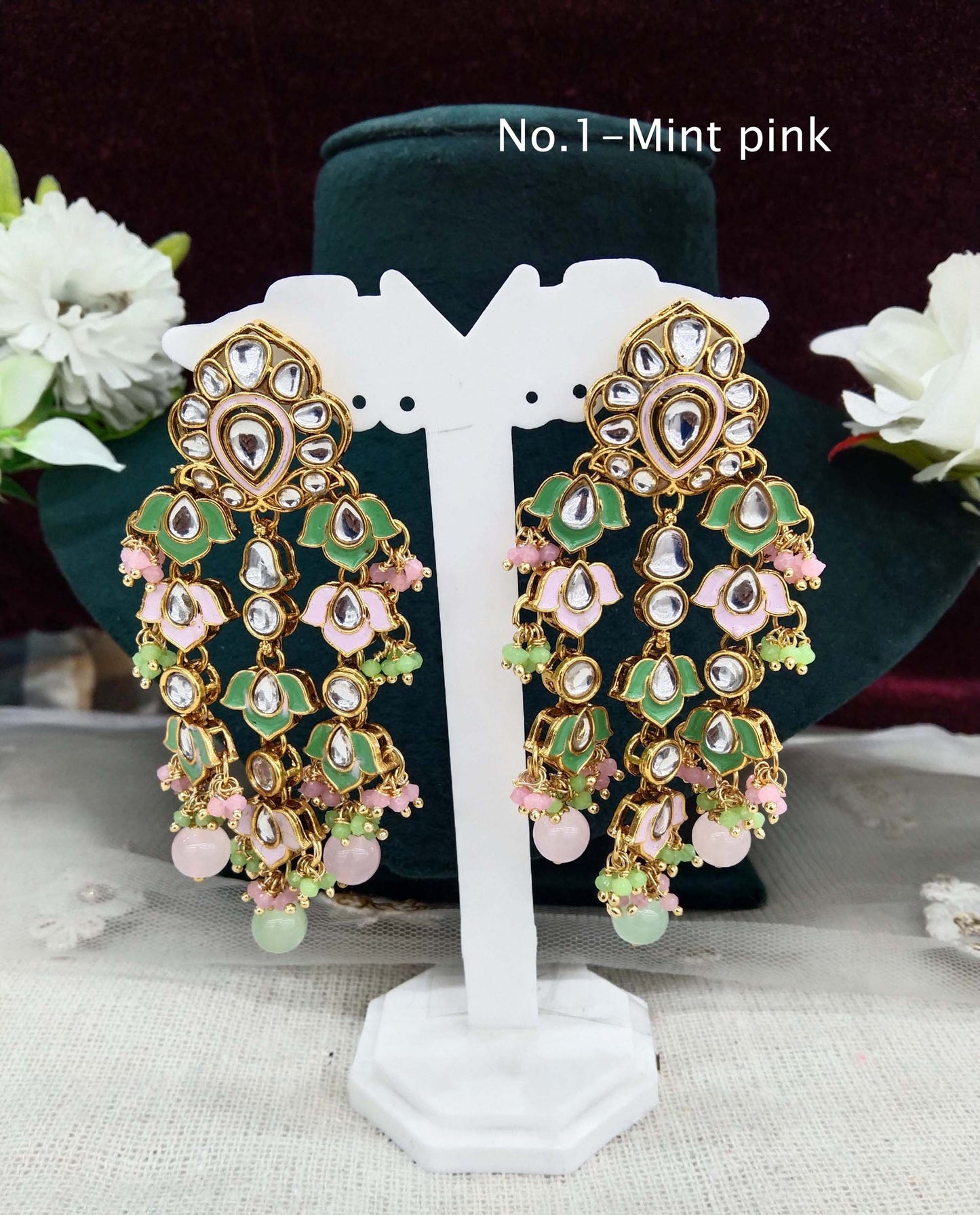 Indian kundan earrings jewellery/kundan layered earrings/ bollywood earrings serve set