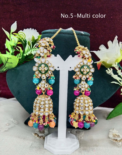 Indian kundan earrings jewellery/kundan jhumka earrings/ bollywood earrings header set