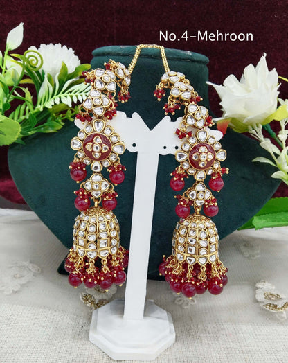 Indian kundan earrings jewellery/kundan jhumka earrings/ bollywood earrings header set