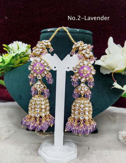 Indian kundan earrings jewellery/kundan jhumka earrings/ bollywood earrings header set