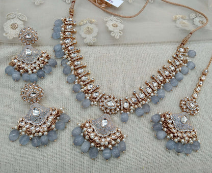 Gray Kundan Necklace Jewellery Indian Jewellery Set