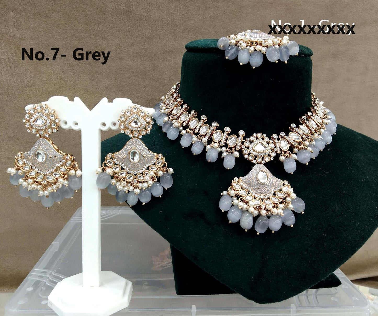 Gray Kundan Necklace Jewellery Indian Jewellery Set