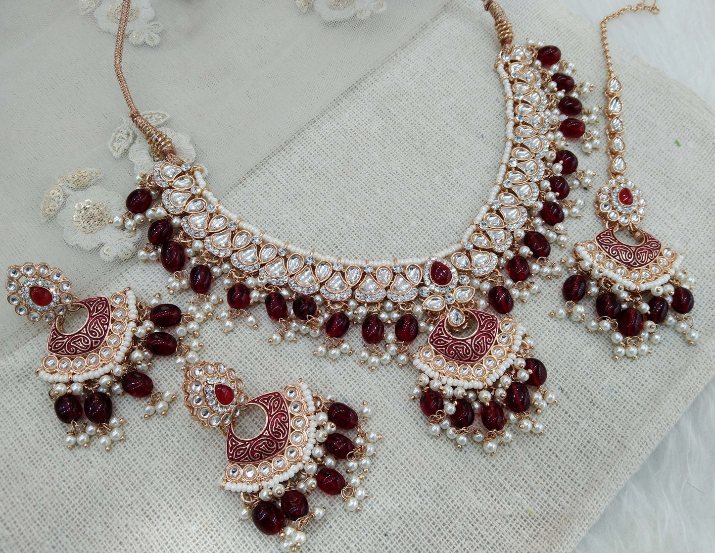 Indian Jewellery Rose Gold Necklace Jewellery Set