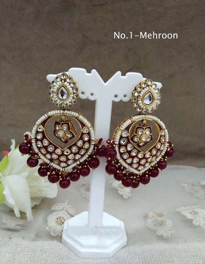 Indian Kundan Earrings Jewelery/Kundan Earrings/ bollywood Earrings stand Set