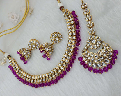 Kundan necklace Jewellery Set/ Gold purple kundan Indian jewellery kundan boxes sets