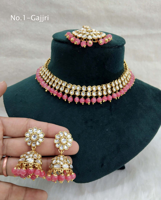 Kundan necklace Jewellery Set/ Gold kundan gajjri Indian jewellery kundan boxes sets