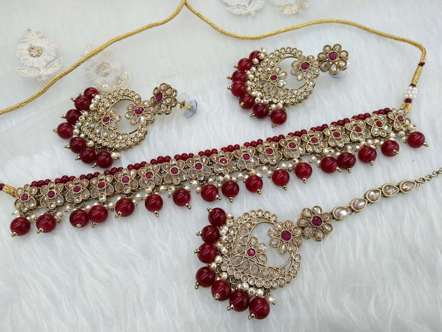 Antique Gold choker Set/ dark gold ruby choker Indian host Jewellery