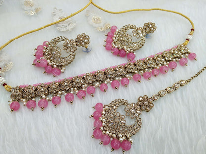 Antique Gold Wedding Choker Jewellery Set/ dark gold gajjri choker Indian host Jewellery Online