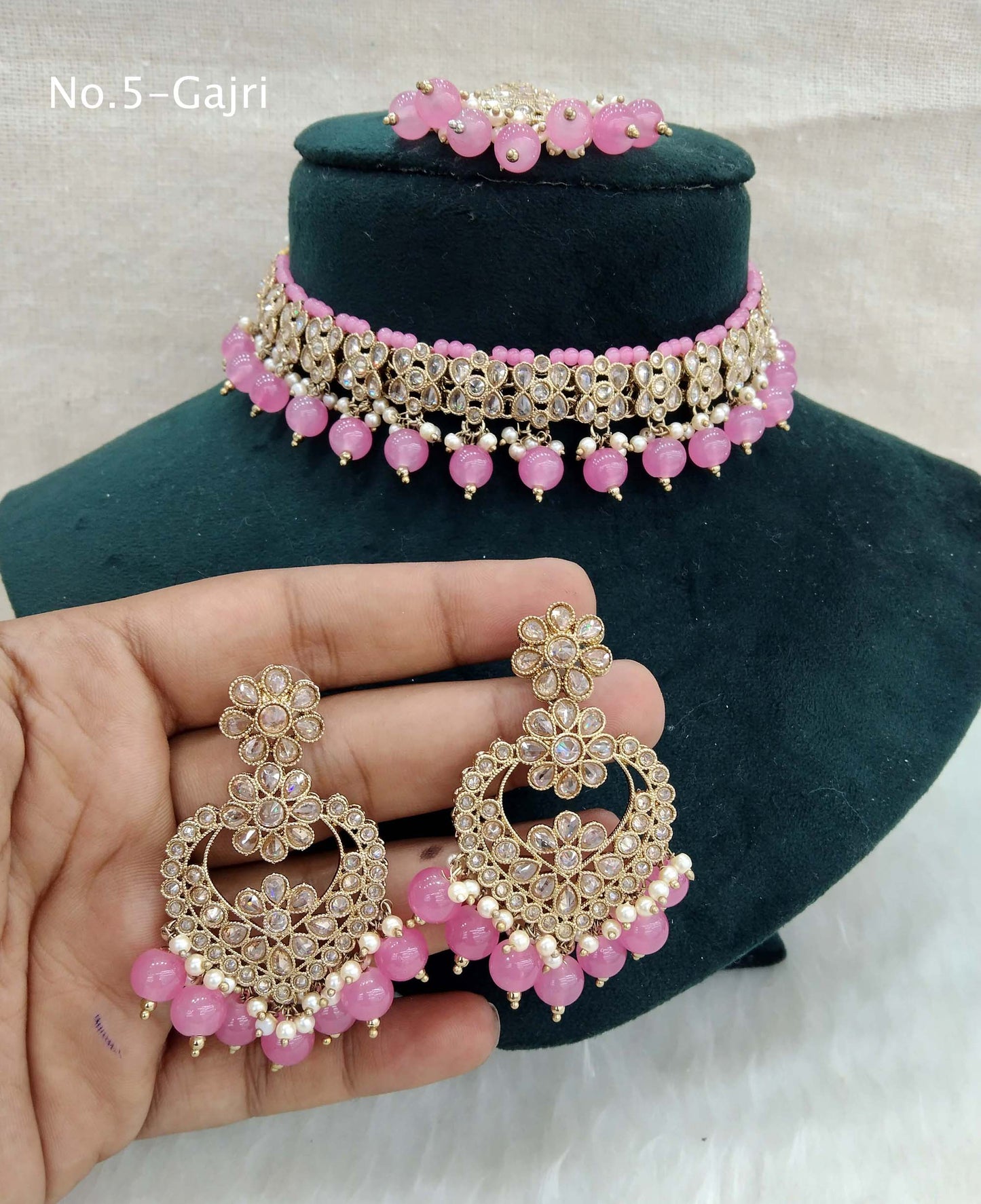 Antique Gold Wedding Choker Jewellery Set/ dark gold gajjri choker Indian host Jewellery Online