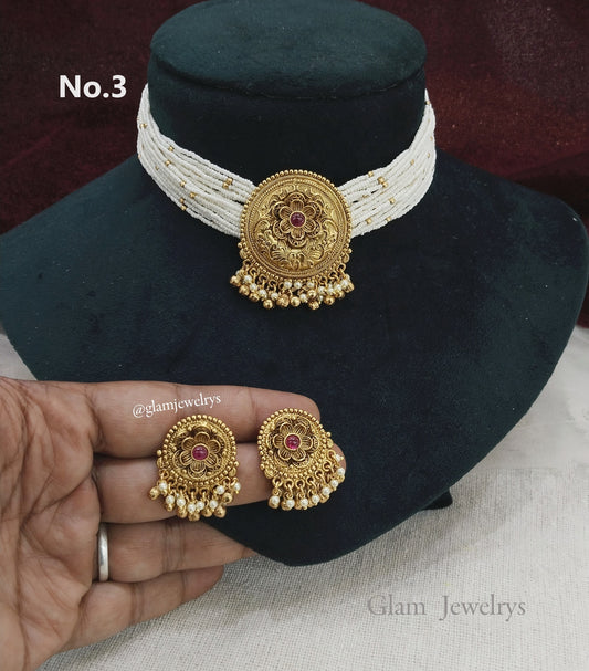 Gold choker Jewellery Set/ gold polki choker Indian host Jewellery