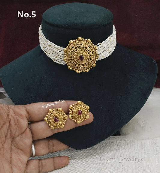 Gold choker Jewellery Set/ gold polki choker Indian host Jewellery