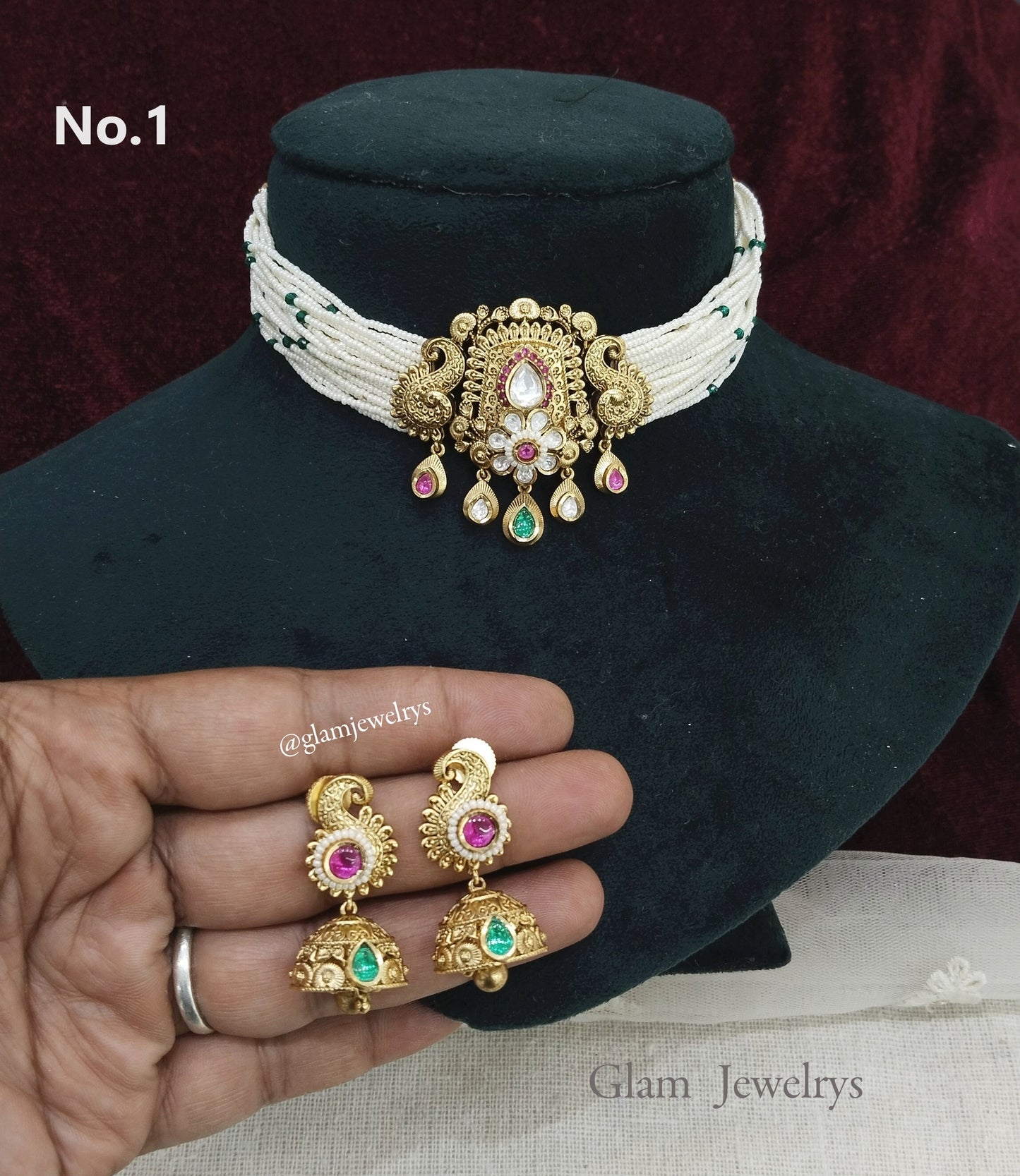 Gold Choker Jewellery Set/ gold polki kundan choker Indian host Jewellery