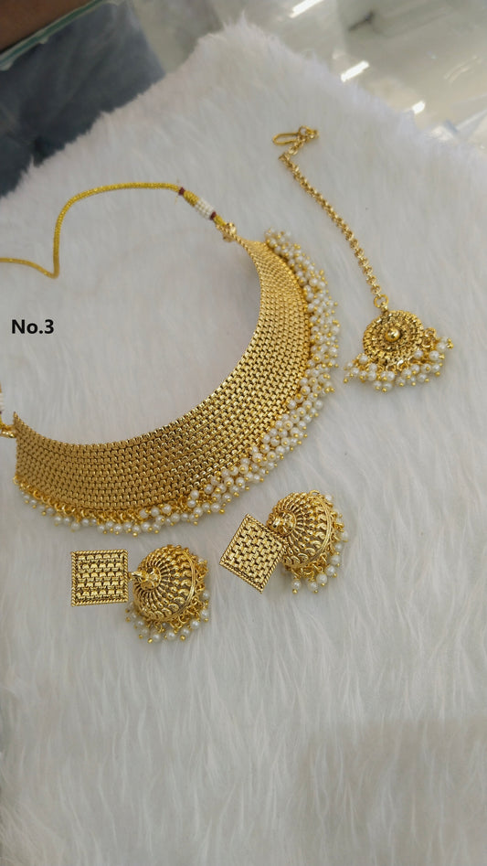 Choker Set Polki indian  Jewellery choker Set/ Bollywood Style Gold Finish South Indian beams bridal Jewellery