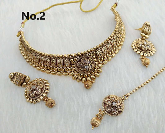 Choker set Polki indian Jewelry Jewellery choker Set/ Bollywood Style Gold Finish South Indian beams bridal Jewelry