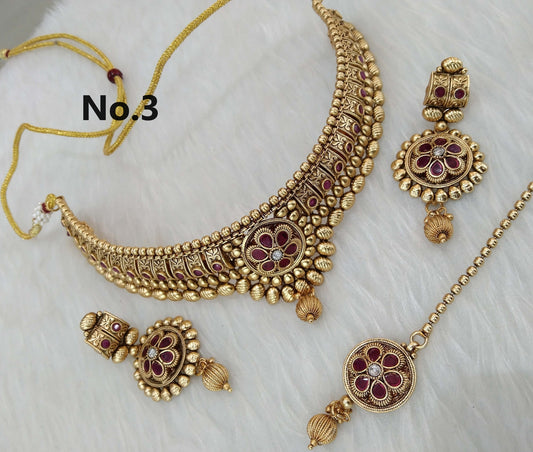 Choker Set Polki indian  Jewellery choker Set/ Bollywood Style Gold Finish South Indian beams bridal Jewellery