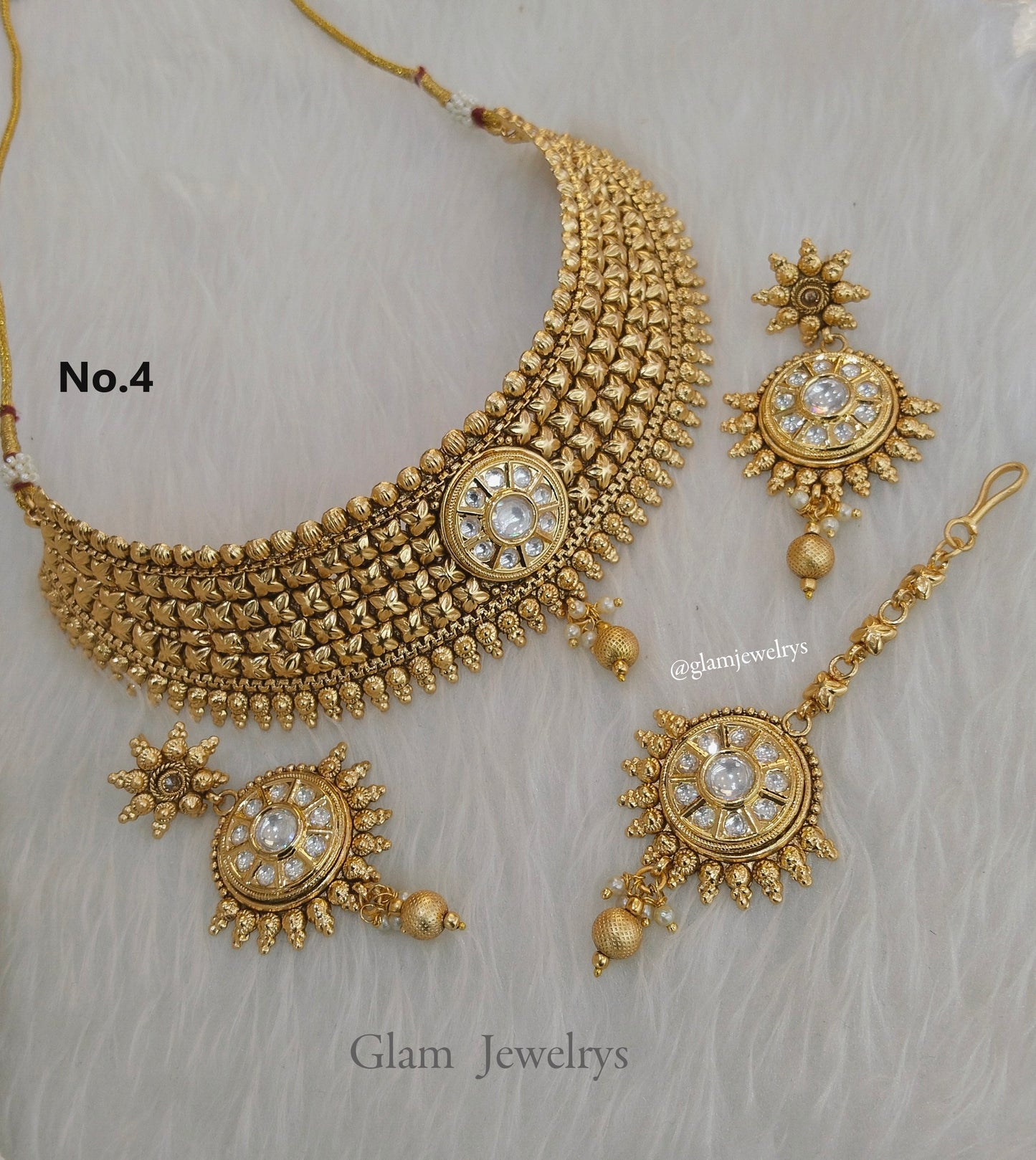 Choker Set Polki indian  Jewellery choker Set/ Bollywood Style Gold Finish South Indian beams bridal Jewellery