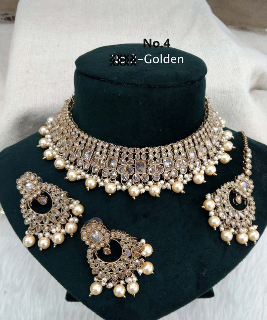 Indian Jewelry Jewellery/Dark gold necklace Set/ Gold Indian Jewellery Set /Reshma Bridesmaid jewelry sets