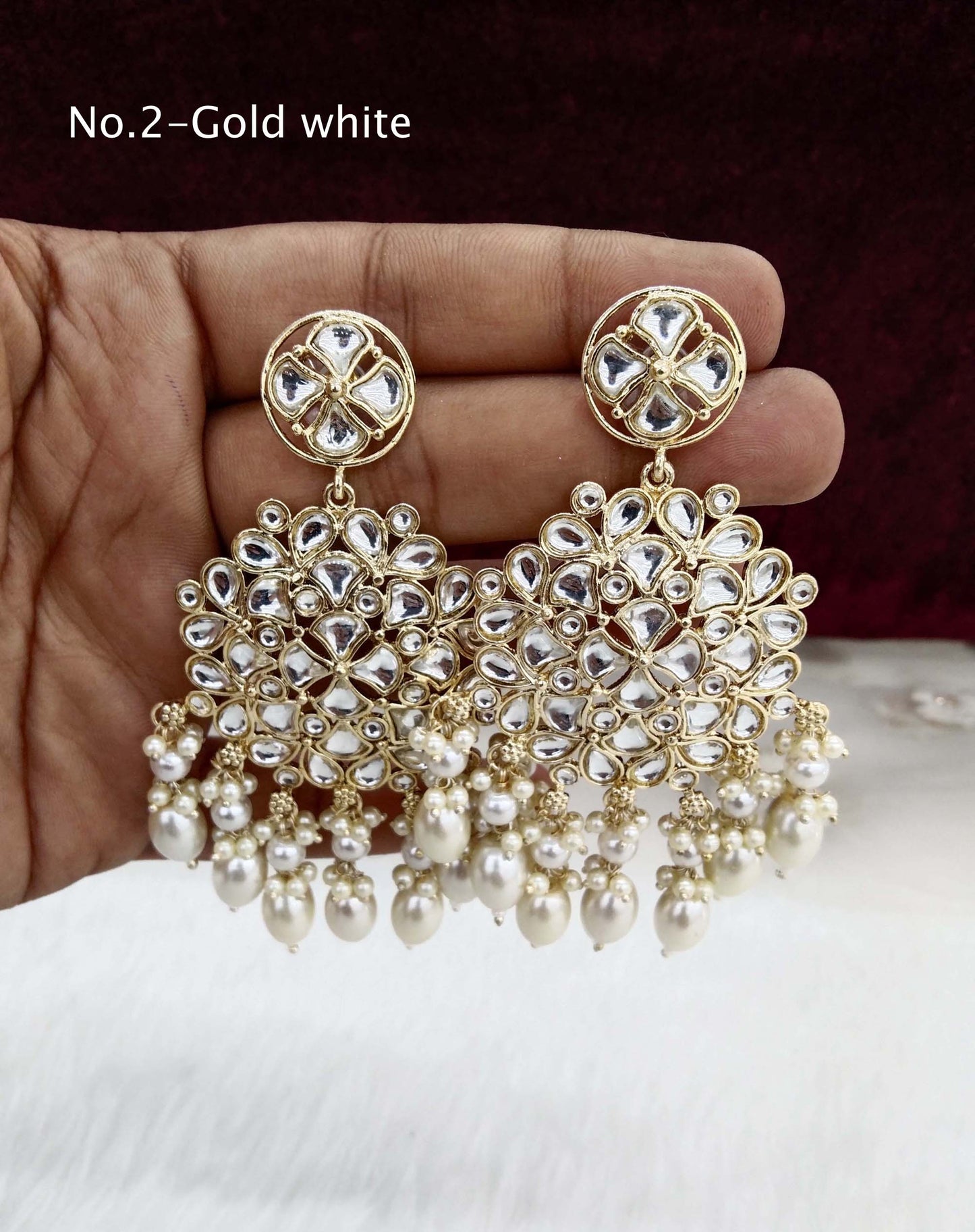 Indian Kundan Earrings Jewellery/Kundan Earrings/ multicolor, gold white, lavender topics Earrings Set