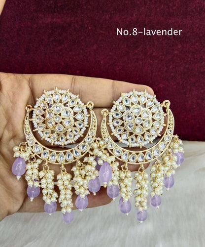 Indian Kundan Earrings Jewellery/ Gold mehroon, Blue, Gold white, Green, Purple, sky blue, multicolor, lavender, peach  Earrings admin Set