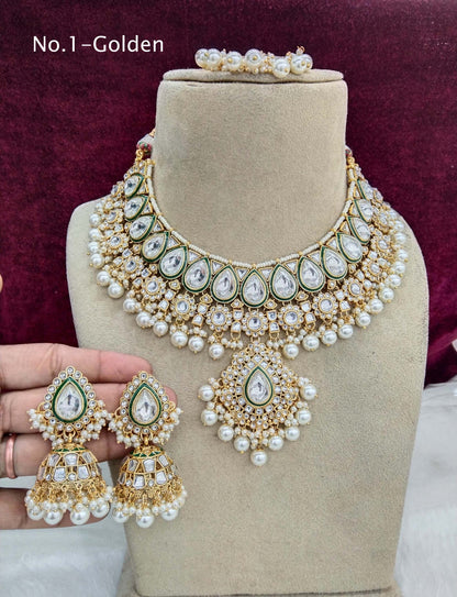 Ivory Gold Kundan necklace Set/ Gold white kundan  Indian jewellery kundan native sets