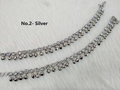 Anklets Foot Pair Bracelet Silver Indian Payal Jhanjar Jewellery Jewellery