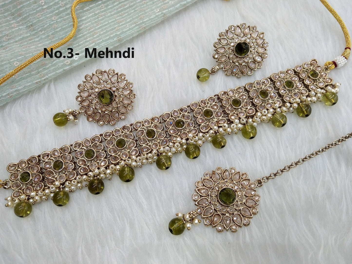 Antique Gold Choker Set/ dark gold mehndi choker Indian holo Jewellery