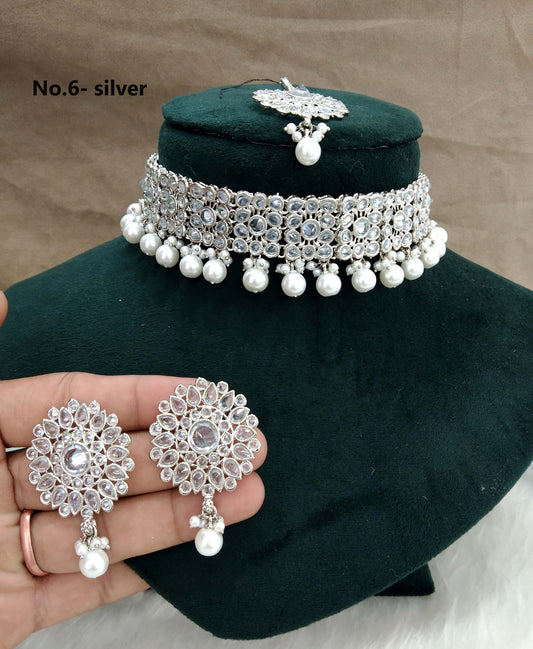 Silver choker Set/ Silver choker set Indian holo Jewellry