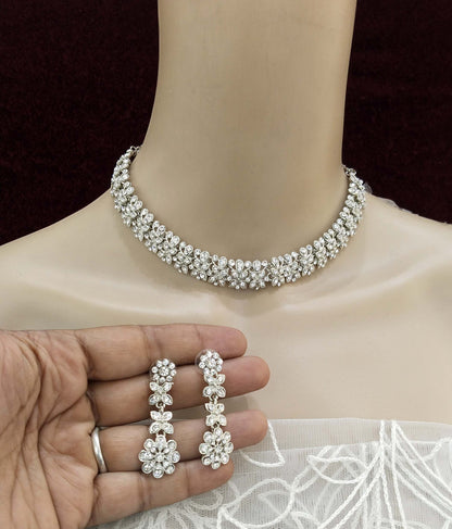 Silver necklace Set/ Silver Indian Bridal necklace set virat Jewellery