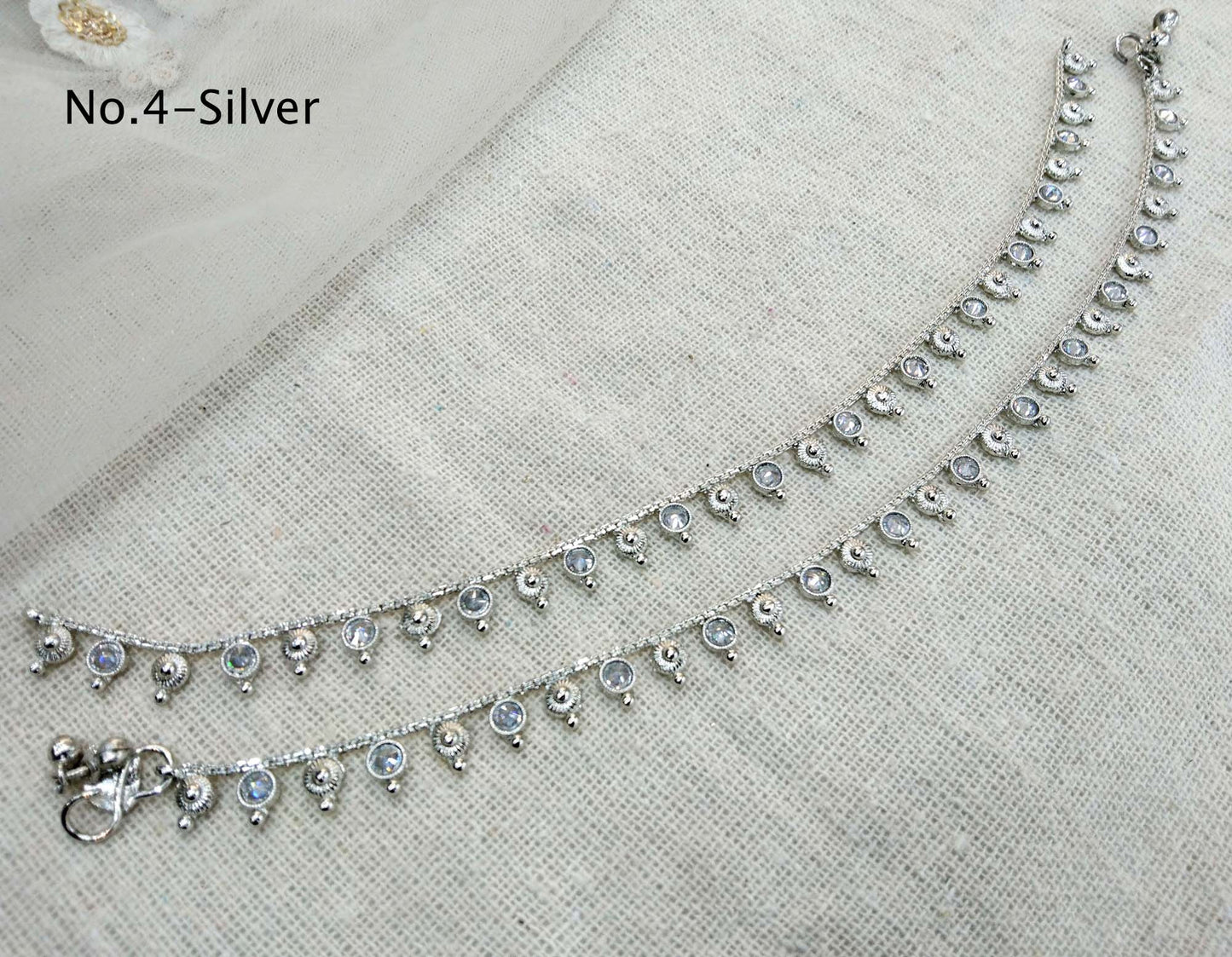 Anklets Foot Pair Bracelet silver Indian Payal Jhanjar Jewellery Jewellery