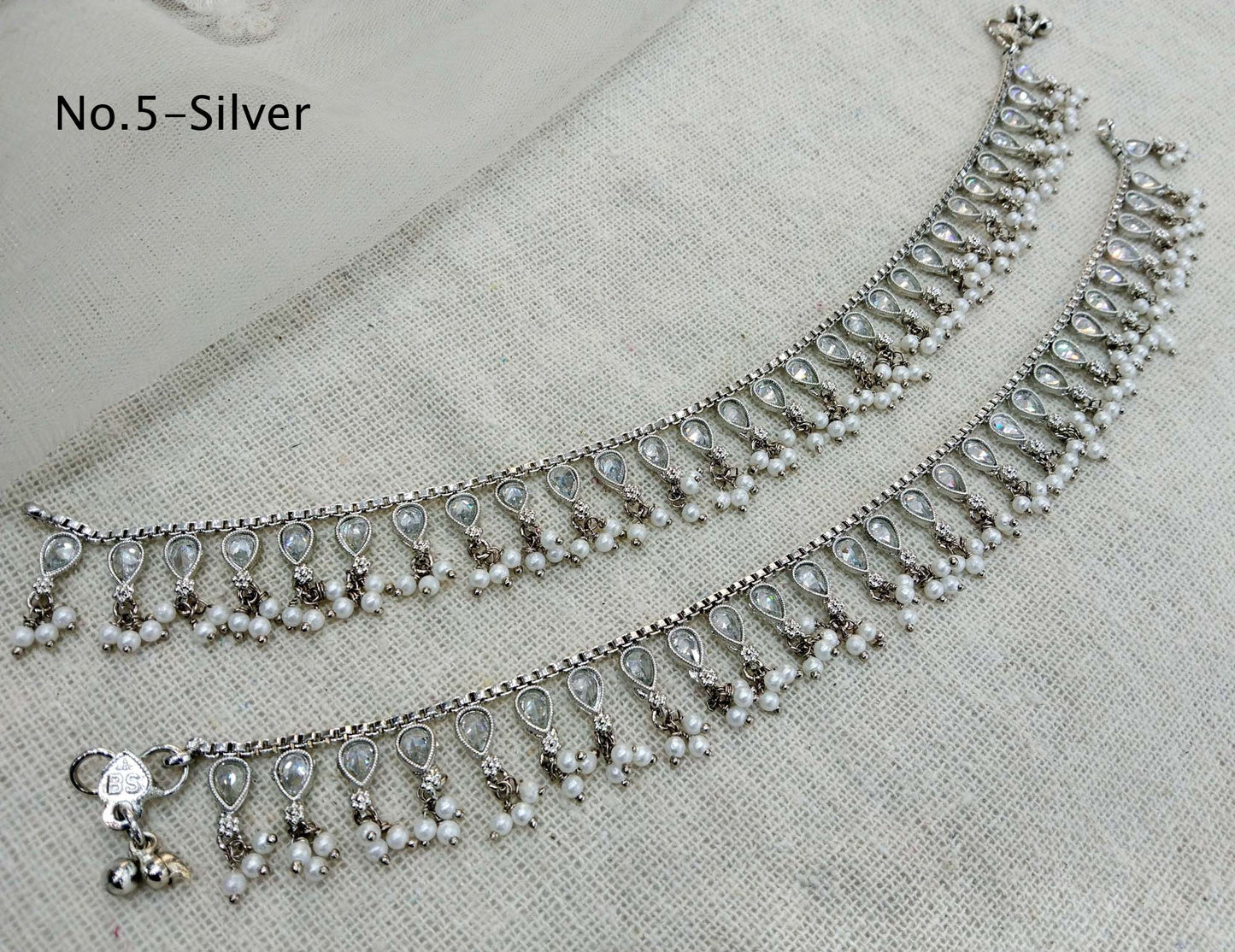 Anklets Foot Pair Bracelet silver Indian Payal Jhanjar Jewellery Jewellery