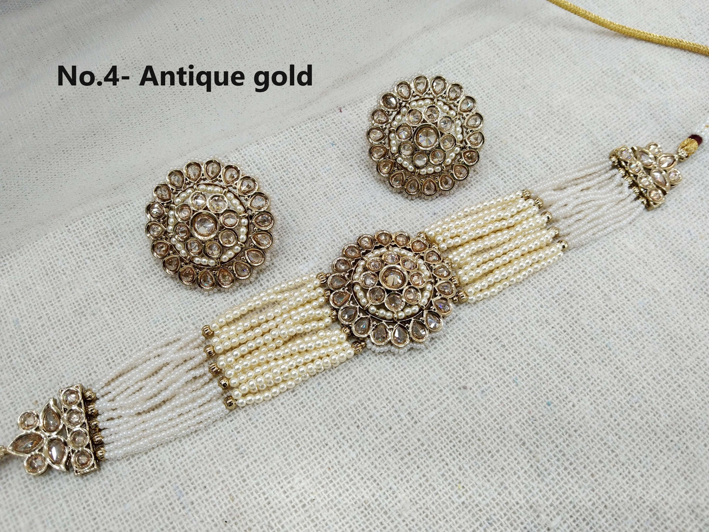 Antique gold finish Jewelry Choker Set /Antique gold finish choker Jewellery able set