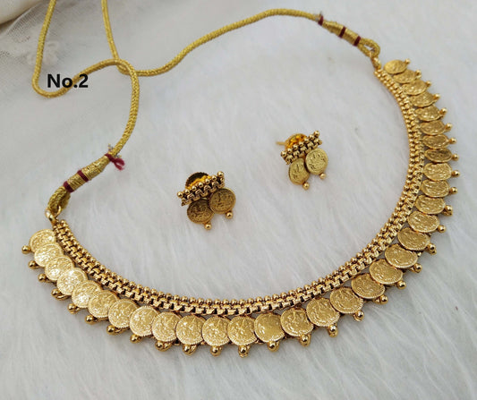 Indian Polki   Jewellery Gold  Necklace Set/ Bollywood Style Gold Finish South Indian pooja Jewellery