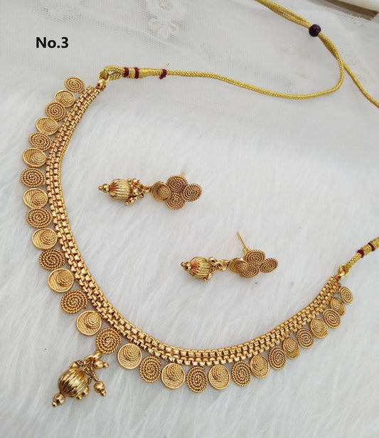 Indian Polki  Jewellery Gold  Necklace Set/ Bollywood Style Gold Finish South Indian pooja Jewellery