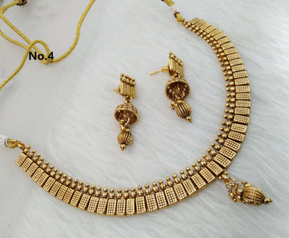 Indian Polki  Jewellery Gold  Necklace Set/ Bollywood Style Gold Finish South Indian pooja Jewellery