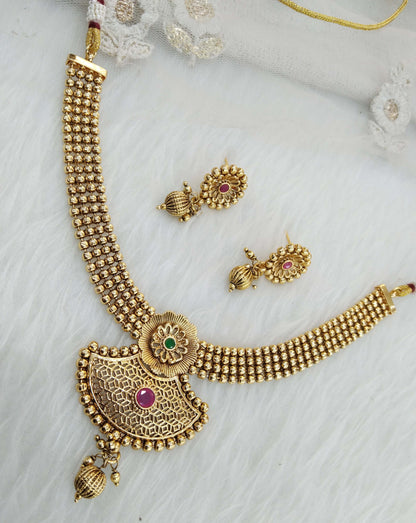 Indian Polki  Jewellery Gold  Necklace Set/ Bollywood Style Gold Finish South Indian pinki Jewellery