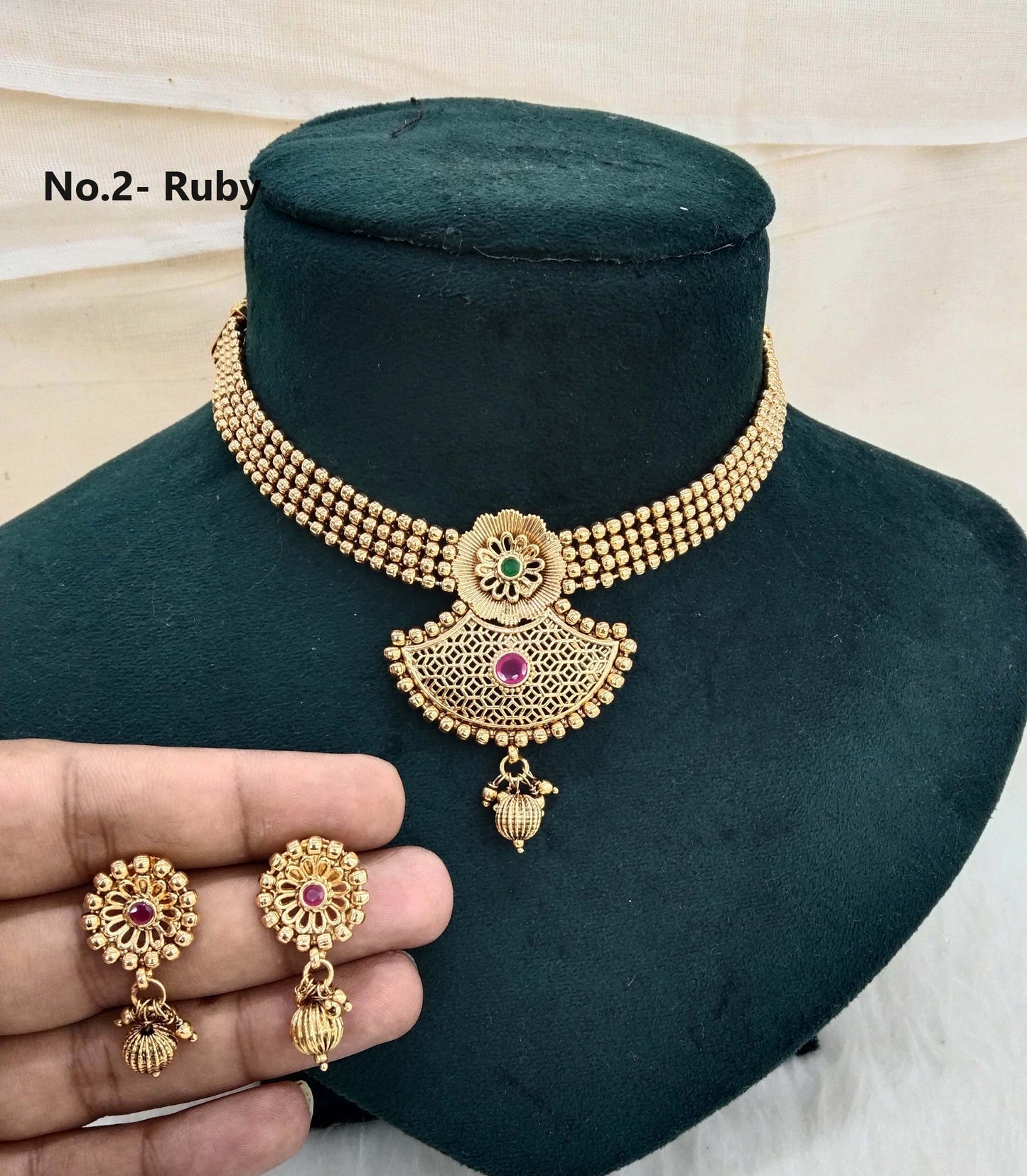 Indian Polki  Jewellery Gold  Necklace Set/ Bollywood Style Gold Finish South Indian pinki Jewellery