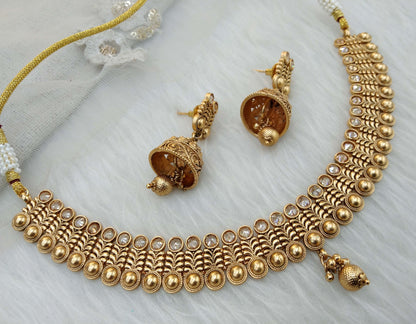 Indian Polki  Jewellery Gold  Necklace Set/ Bollywood Style Gold Finish South Indian pinki Jewellery