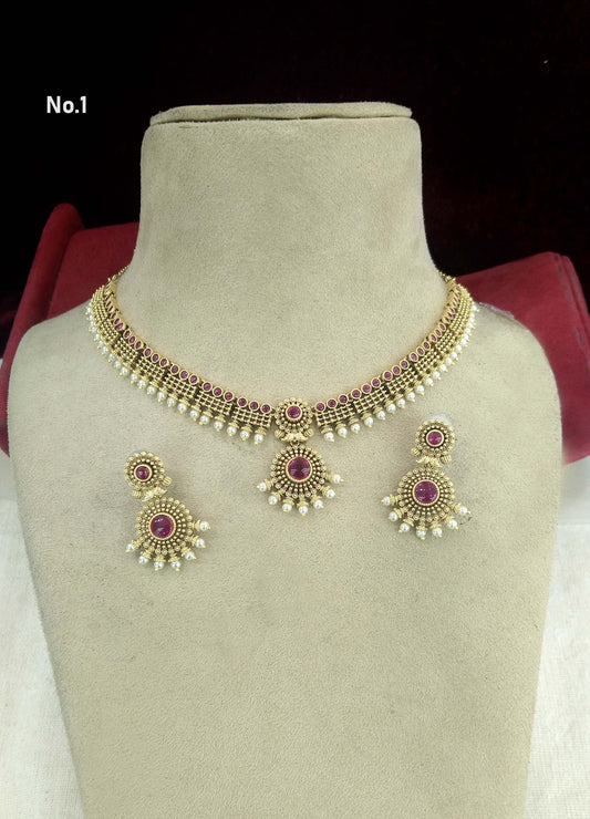 Gold Necklace Set/ gold polki necklace set Indian drive Jewellery