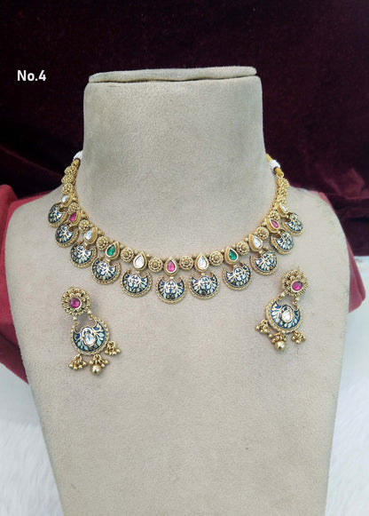 Gold Necklace Jewellery Set/ gold polki necklace set Indian global Jewellery