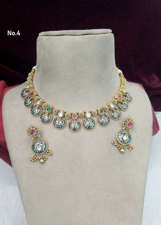 Gold Necklace Jewellery Set/ gold polki necklace set Indian global Jewellery