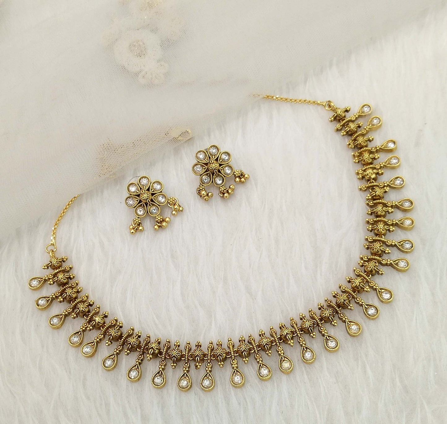 Gold Necklace Jewellery Set/ gold polki necklace set Indian global Jewellery