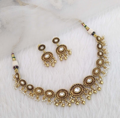 Gold Necklace Jewellery Set/ gold polki necklace set Indian global Jewellery