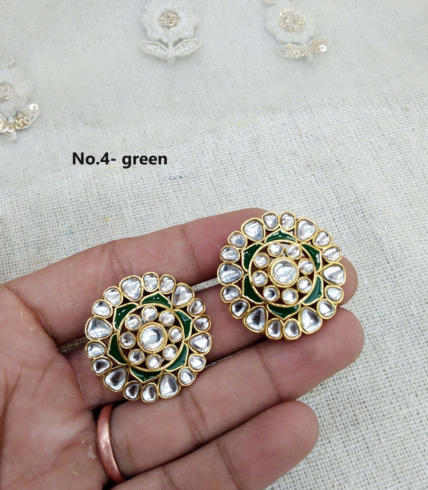 Stud Earrings Indian Jewellrry/Indian Stud Earrings/Gold white stud earrings/Indian Tops Earrings  Jewellery/Bollywood stud earrings