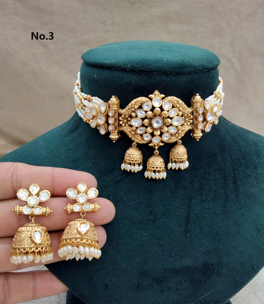 Gold polki kundan choker Jewellery set/ Gold choker sites set