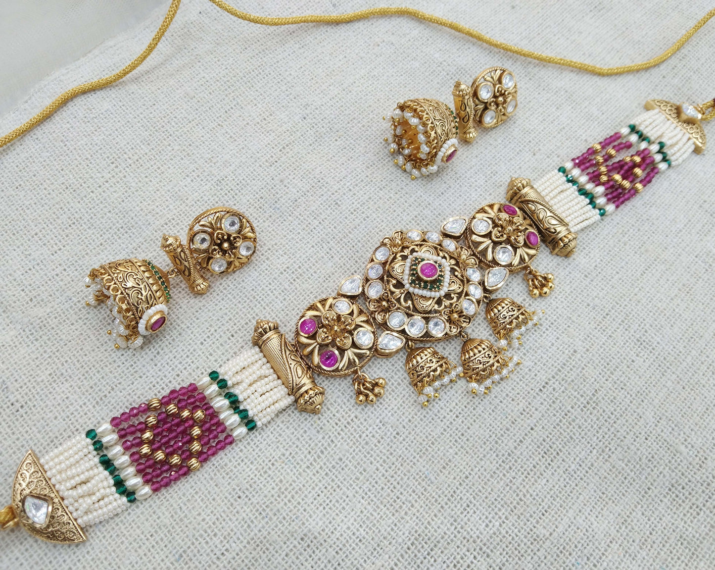 Gold polki kundan choker  Jewellery set/ Gold choker sites set